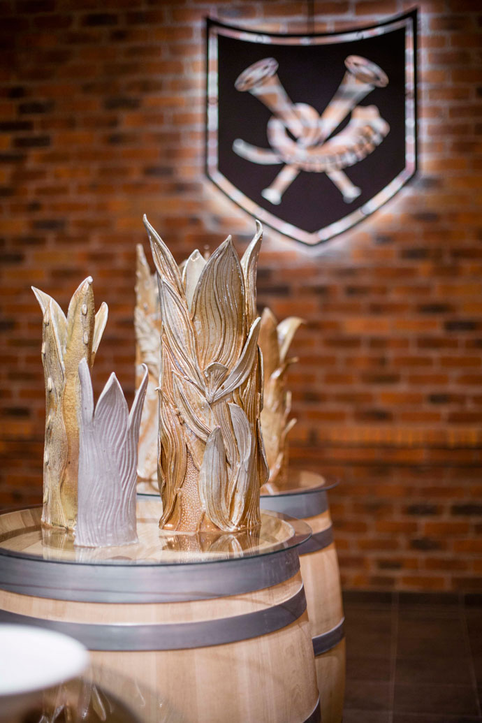 Millstone Pottery (Paul de Jongh & Nina Shand), wood fired stoneware, Leaf vases