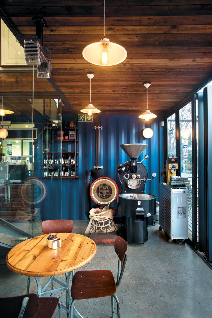 The huge coffee roaster, which is in daily use, was bought on auction by Neil. 