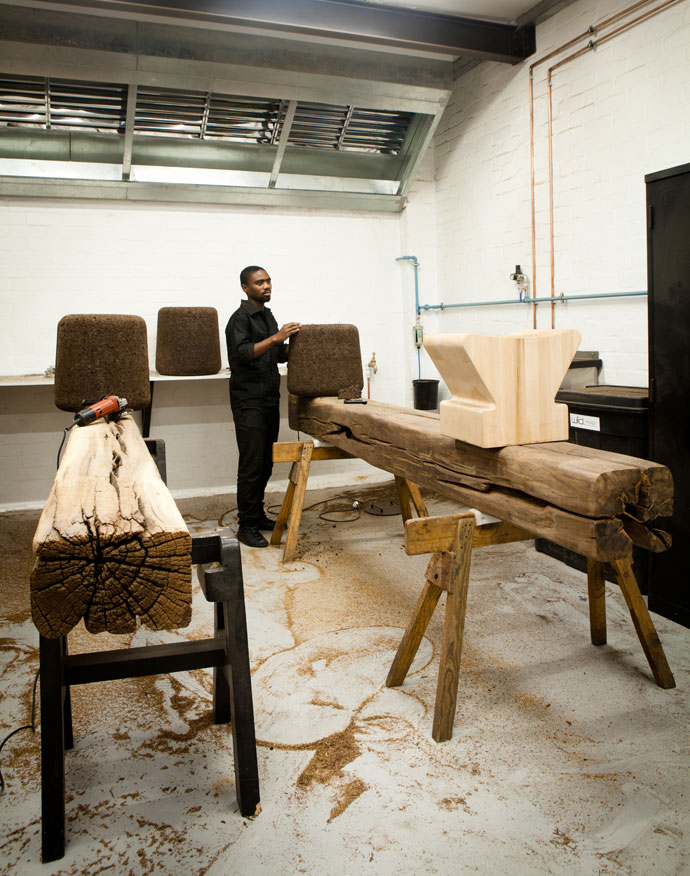 Samkelo Mtoba in the carving and spray room.  
